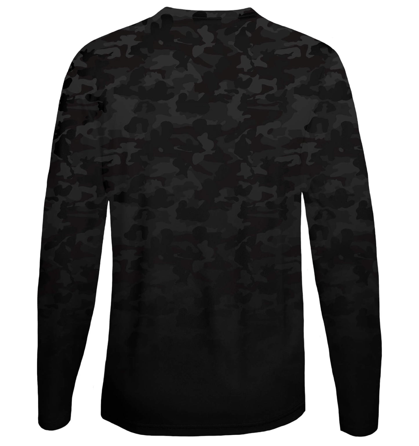 Back view featuring the same black camouflage pattern.