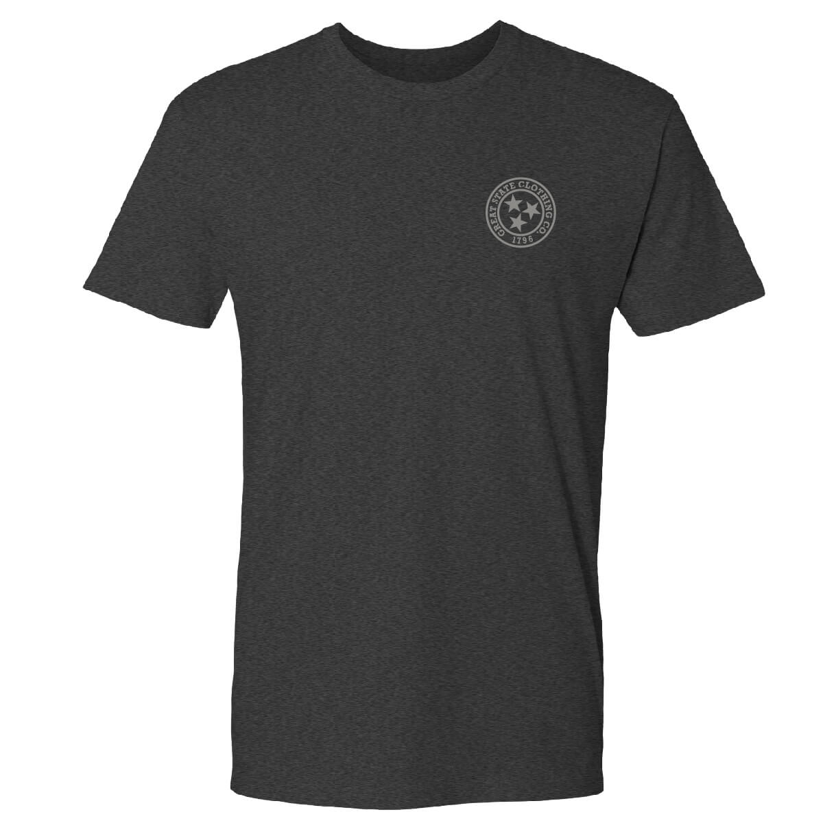 Front view with the Great State logo on the left chest.