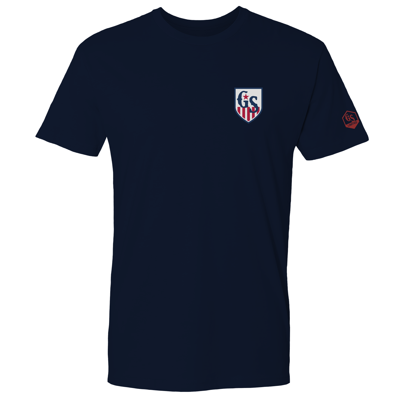 Front view with the Great State logo on the left chest.