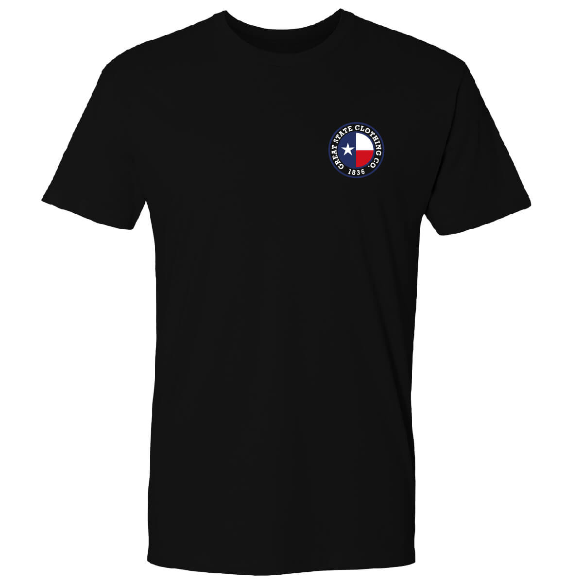 Front view featuring the Great State logo on the left chest.