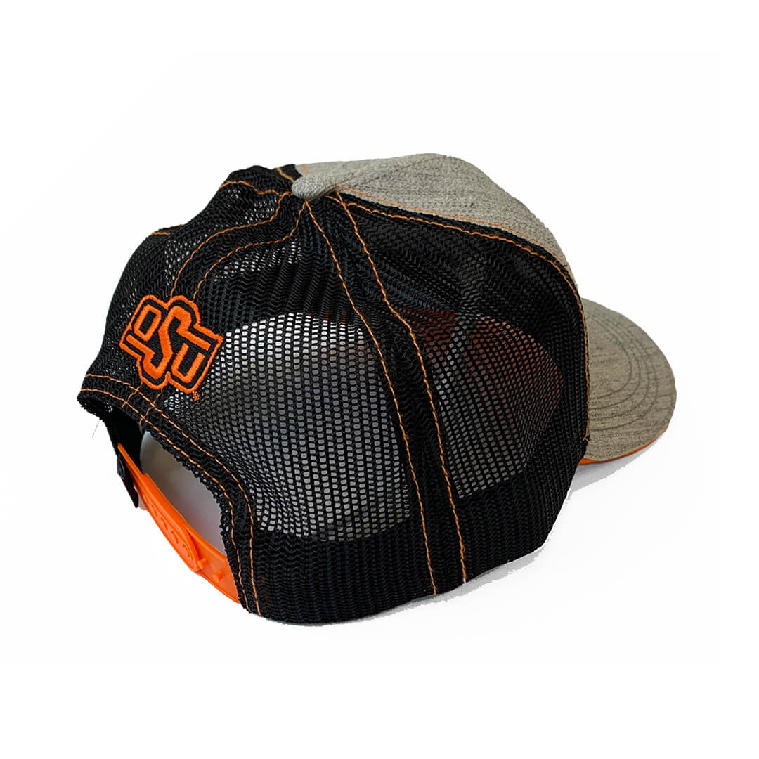 Back view featuring the black mesh backing with the Oklahoma State University logo.