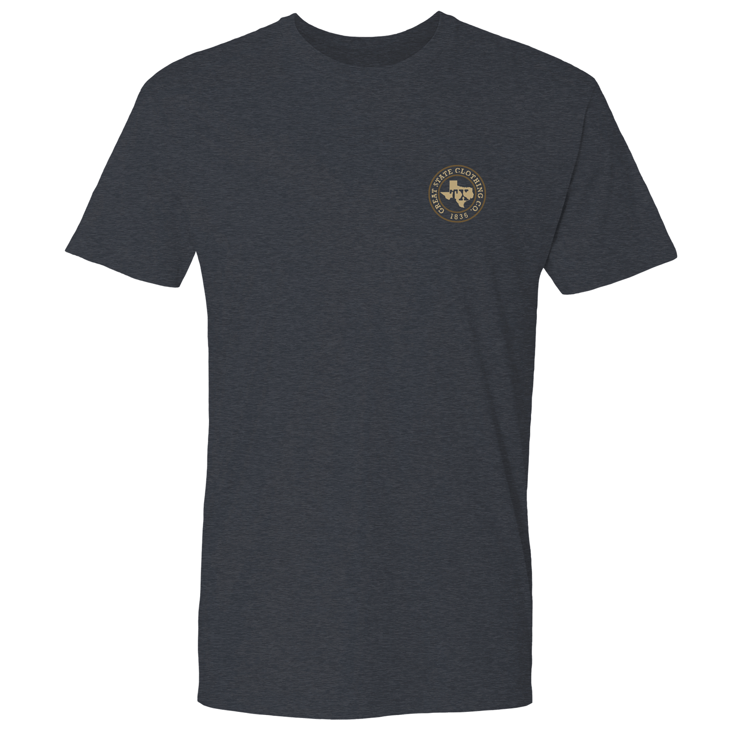 Front view with the Great State logo on the left chest