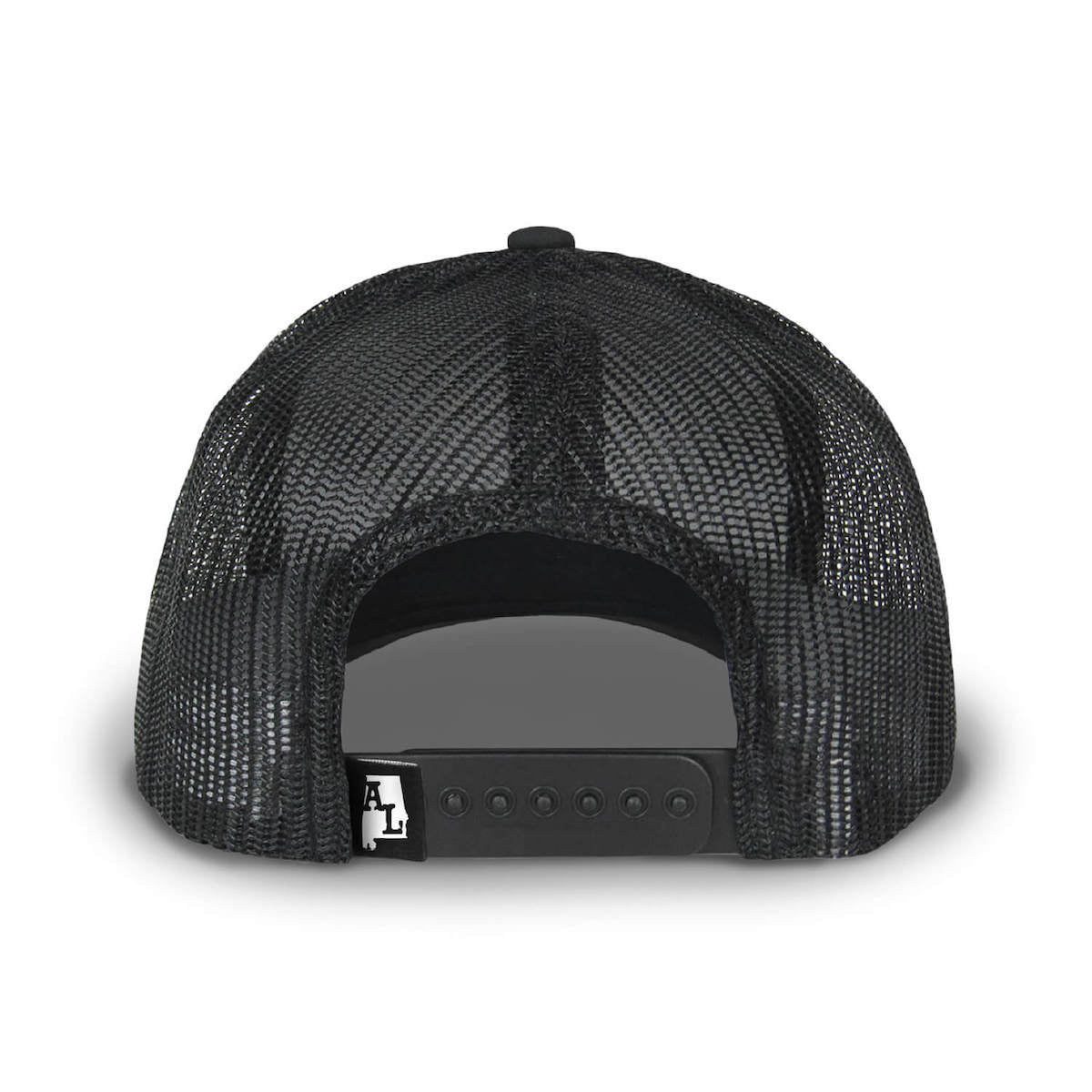 Back view featuring a black mesh back and snapback.