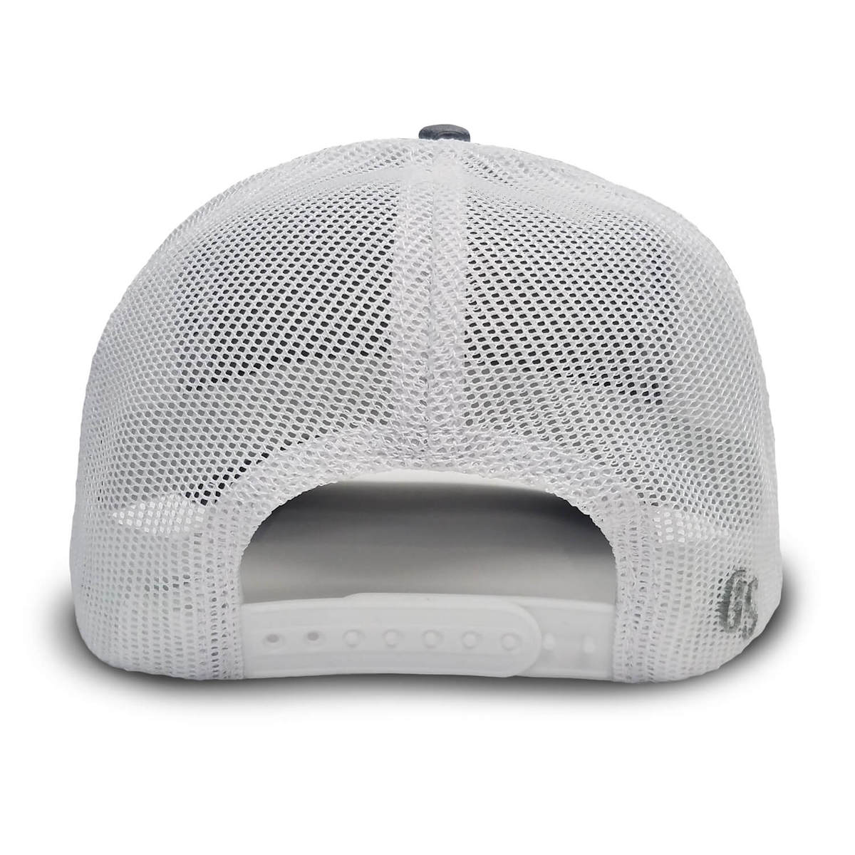 Back view showing the white mesh backing and snapback.