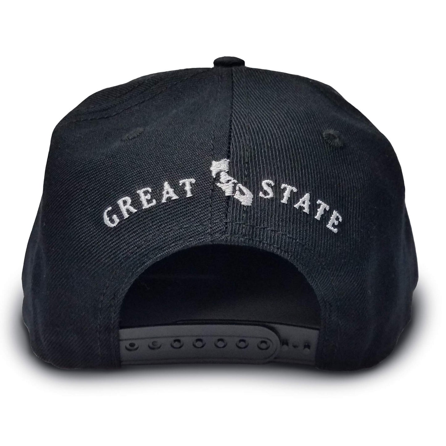 Back view showing text 'GREAT STATE' over the snapback.