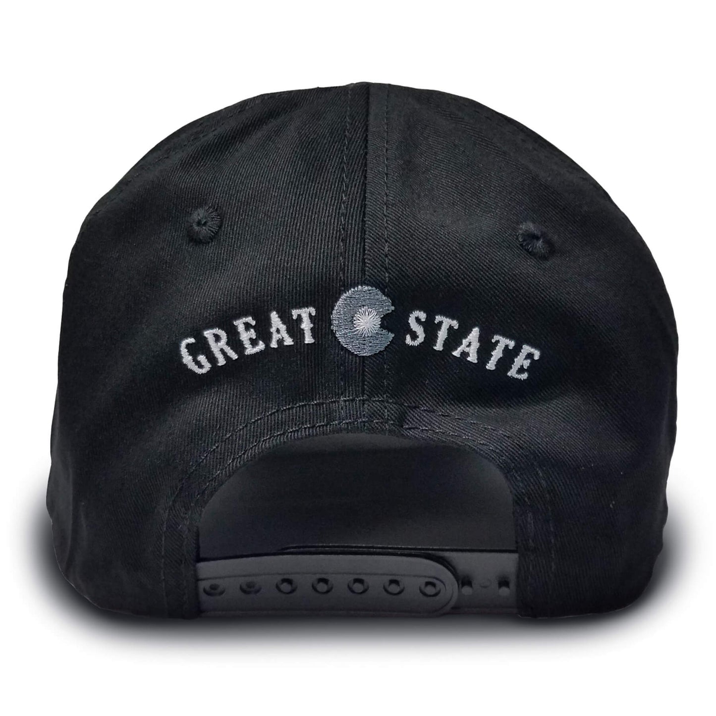 Back view showing text 'GREAT STATE' above the snapback.