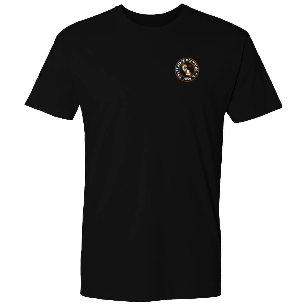 Front view with the Great State logo on the left chest.