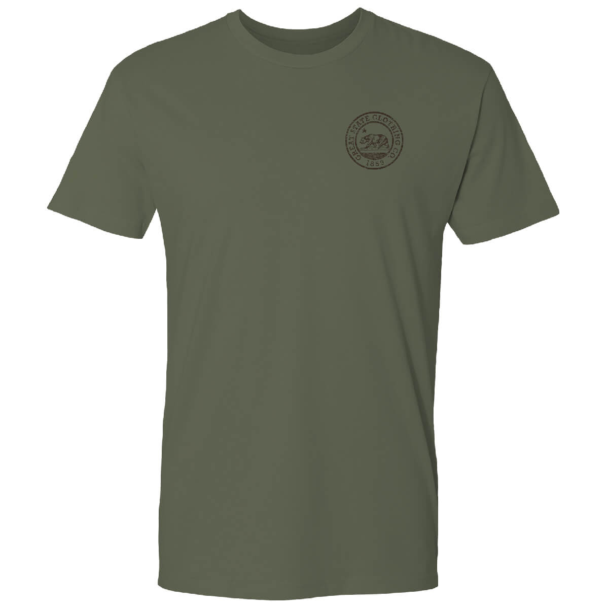 Front view with the Great State logo on the left chest.