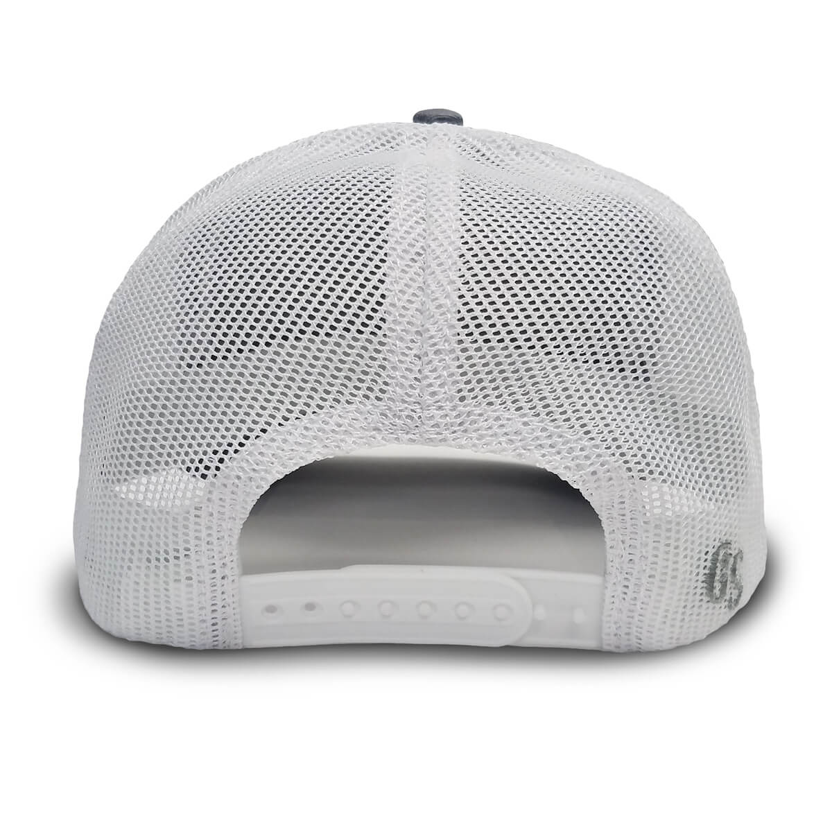 Back view showing a white mesh backing and snapback.