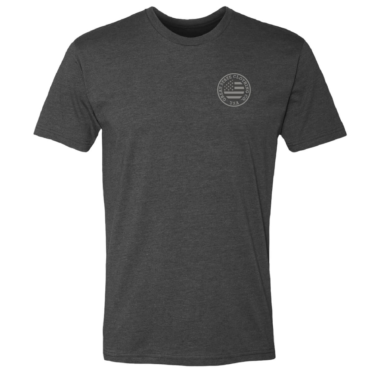 Front view featuring the Great State logo on the left chest.