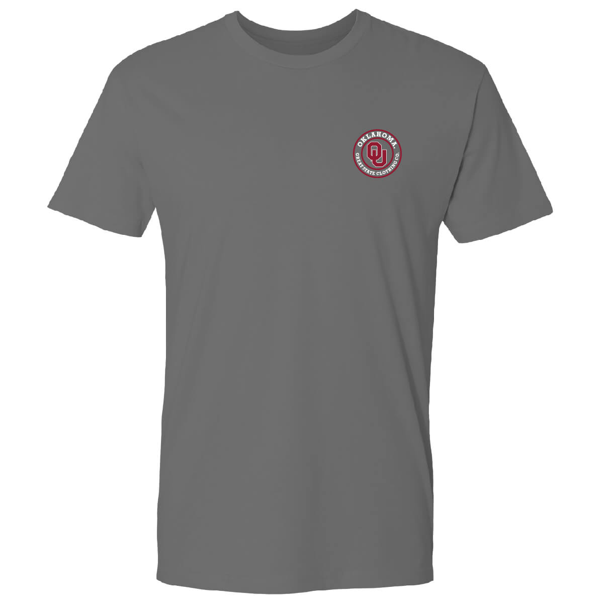 Front view with the Great State logo on left chest.