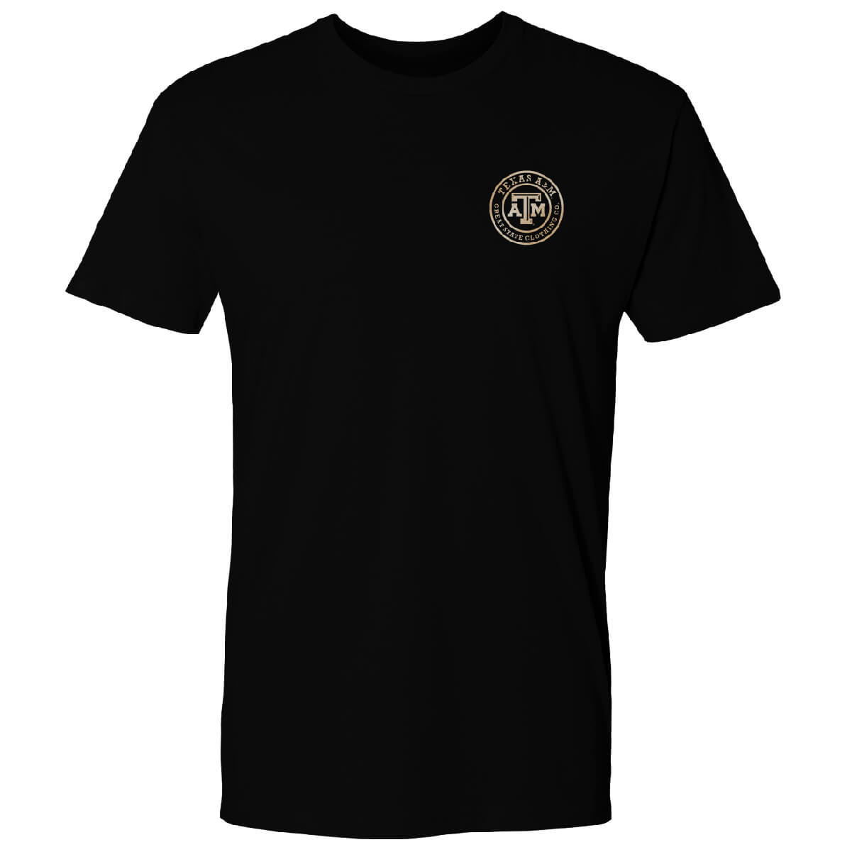 Front view with the Great State logo on left chest.