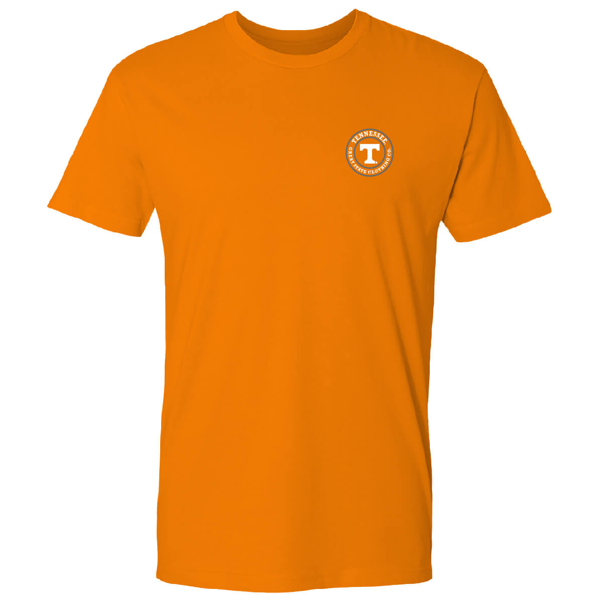 Front view with the Great State logo on left chest.