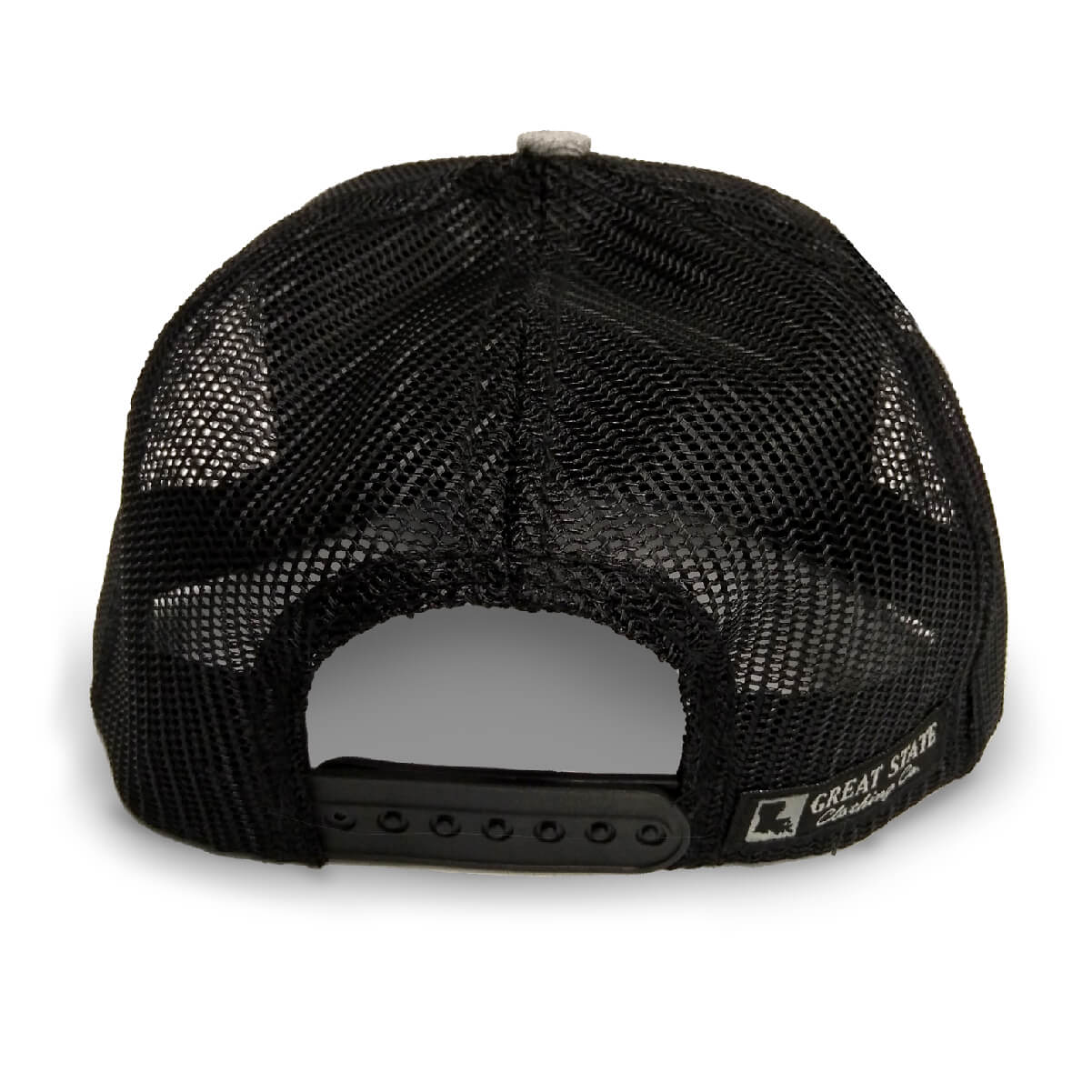 Back view featuring a black mesh and snapback.