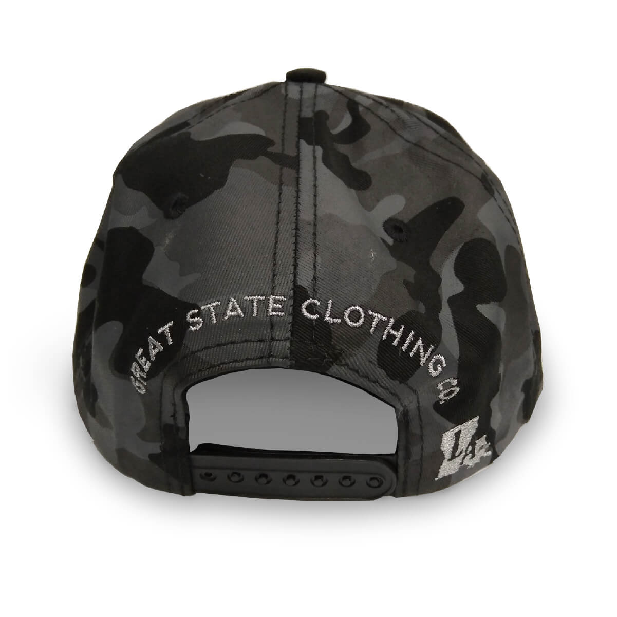 Back view featuring text 'GREAT STATE CLOTHING CO.' above the snapback.