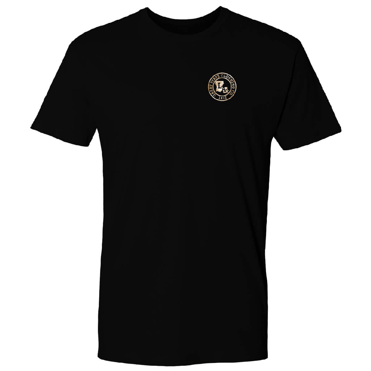Front view with the Great State logo on the left chest.