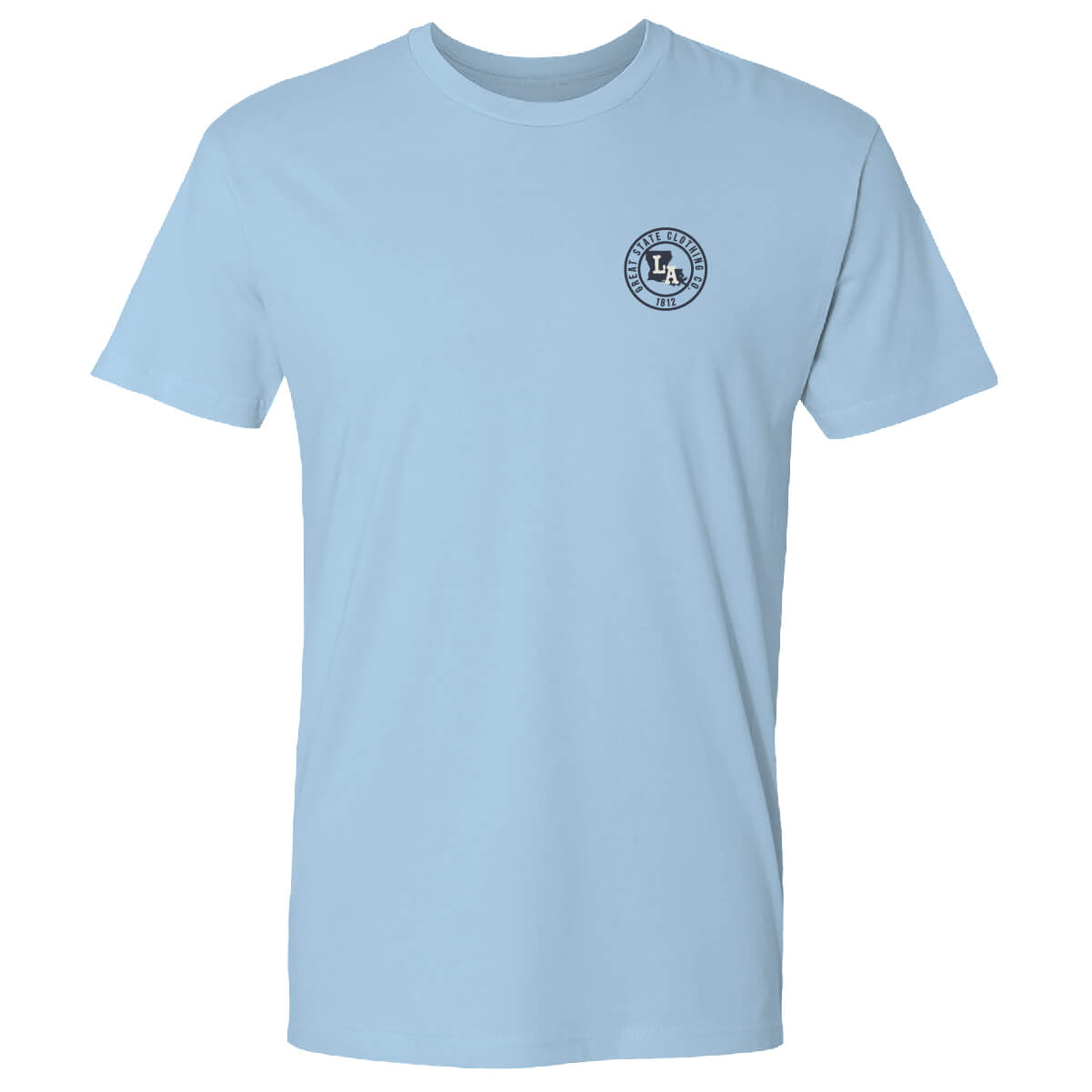 Front view with the Great State logo on the left chest.