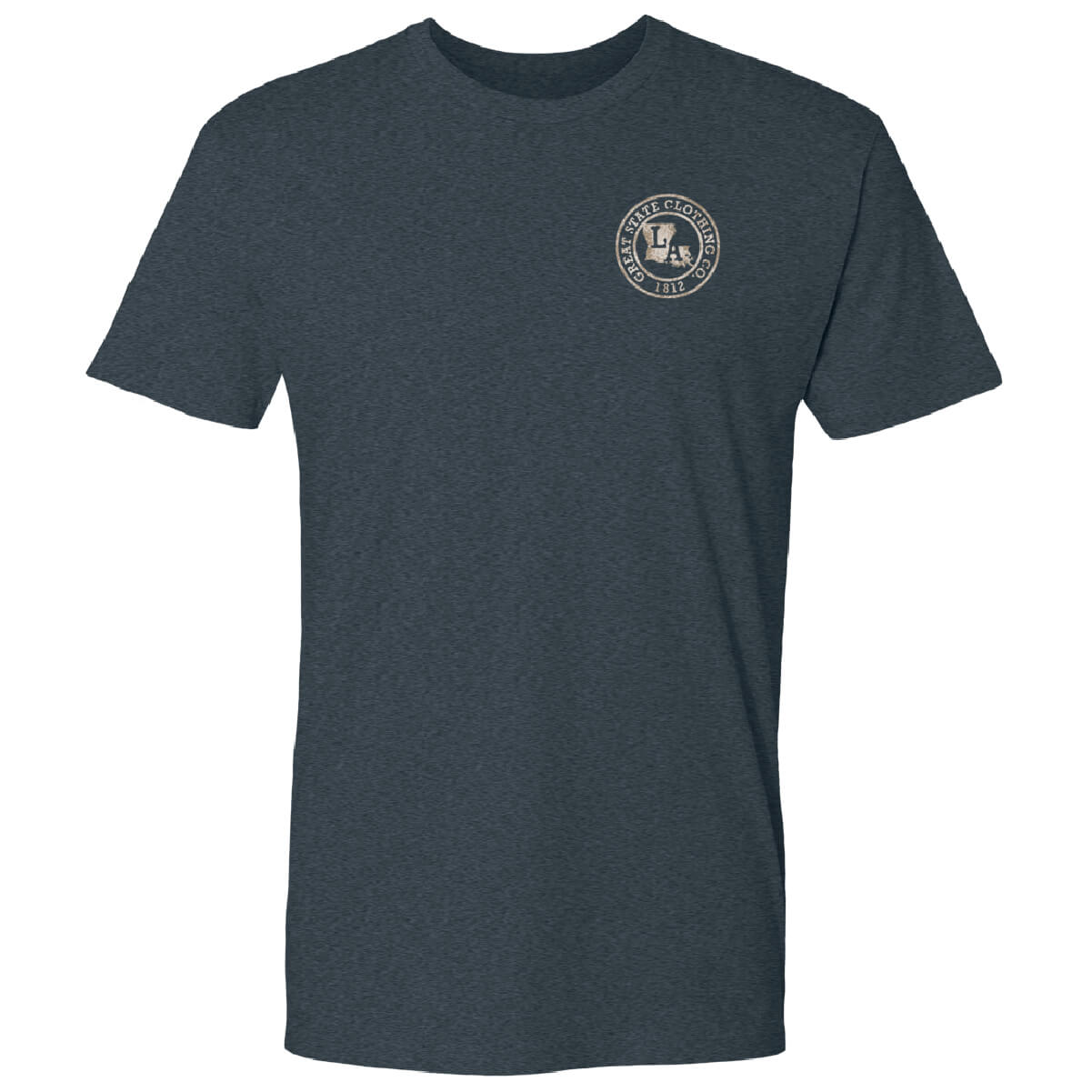 Front view with the Great State logo on the left chest.