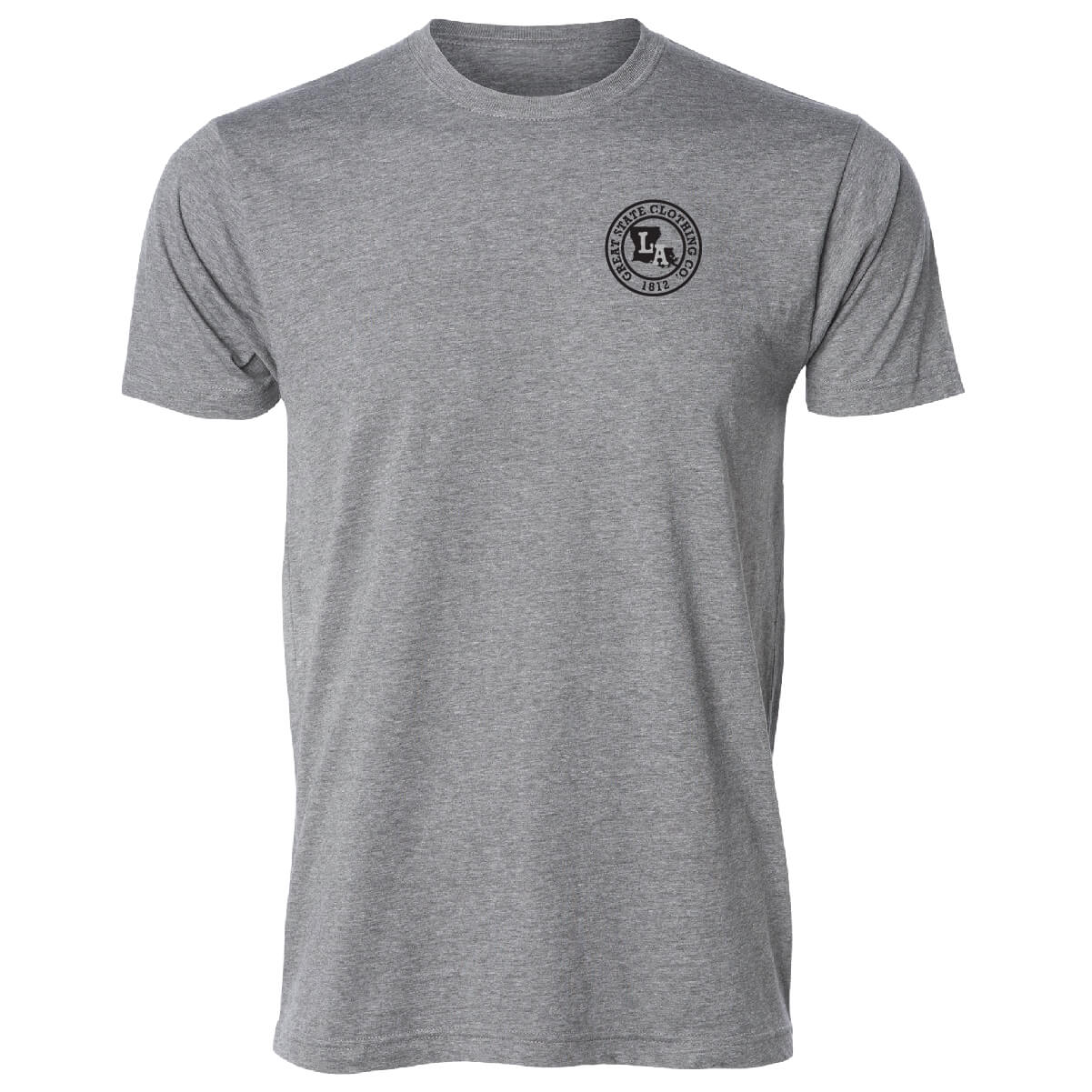 Front view with the Great State logo on the left chest.