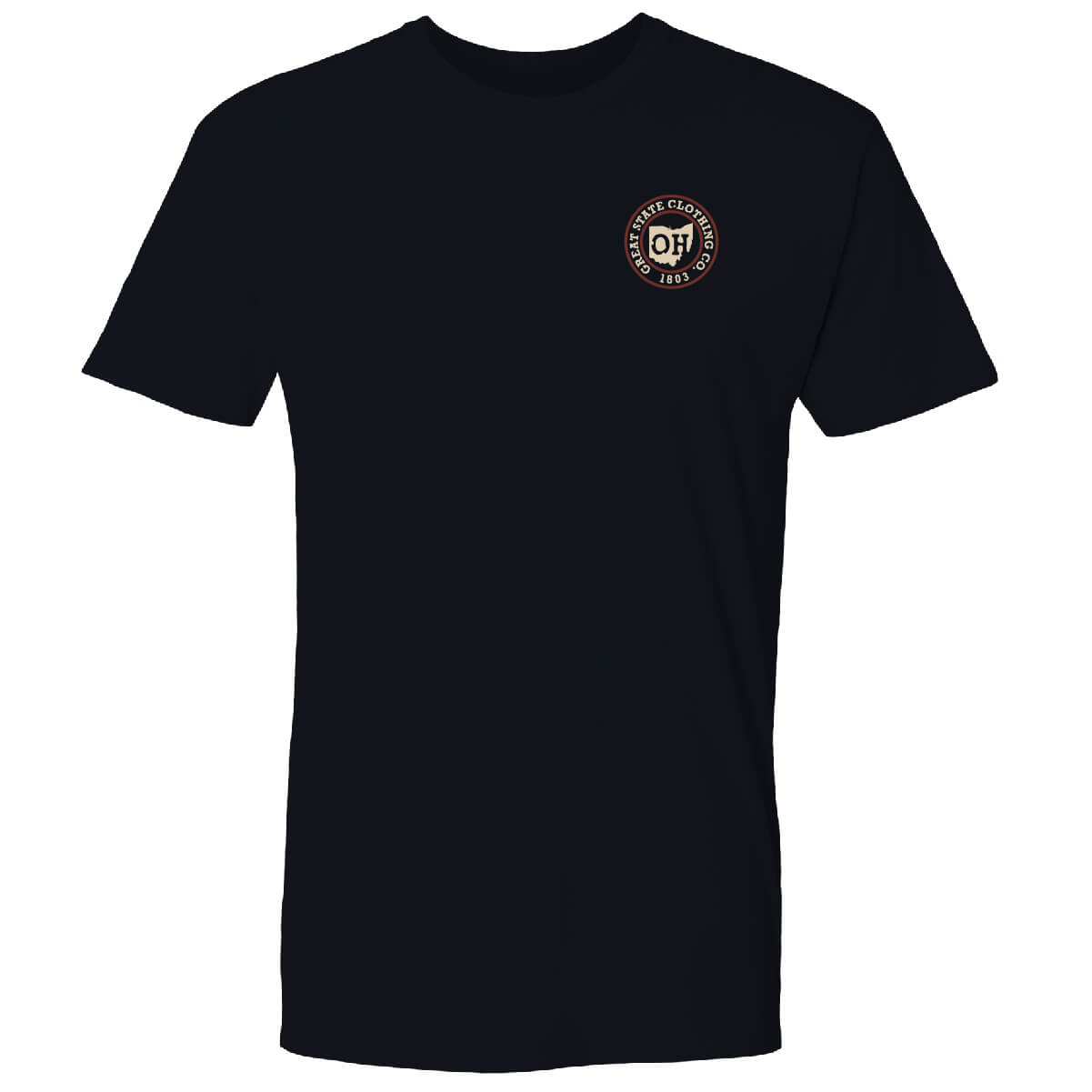 Front view with the Great State logo on the left chest.