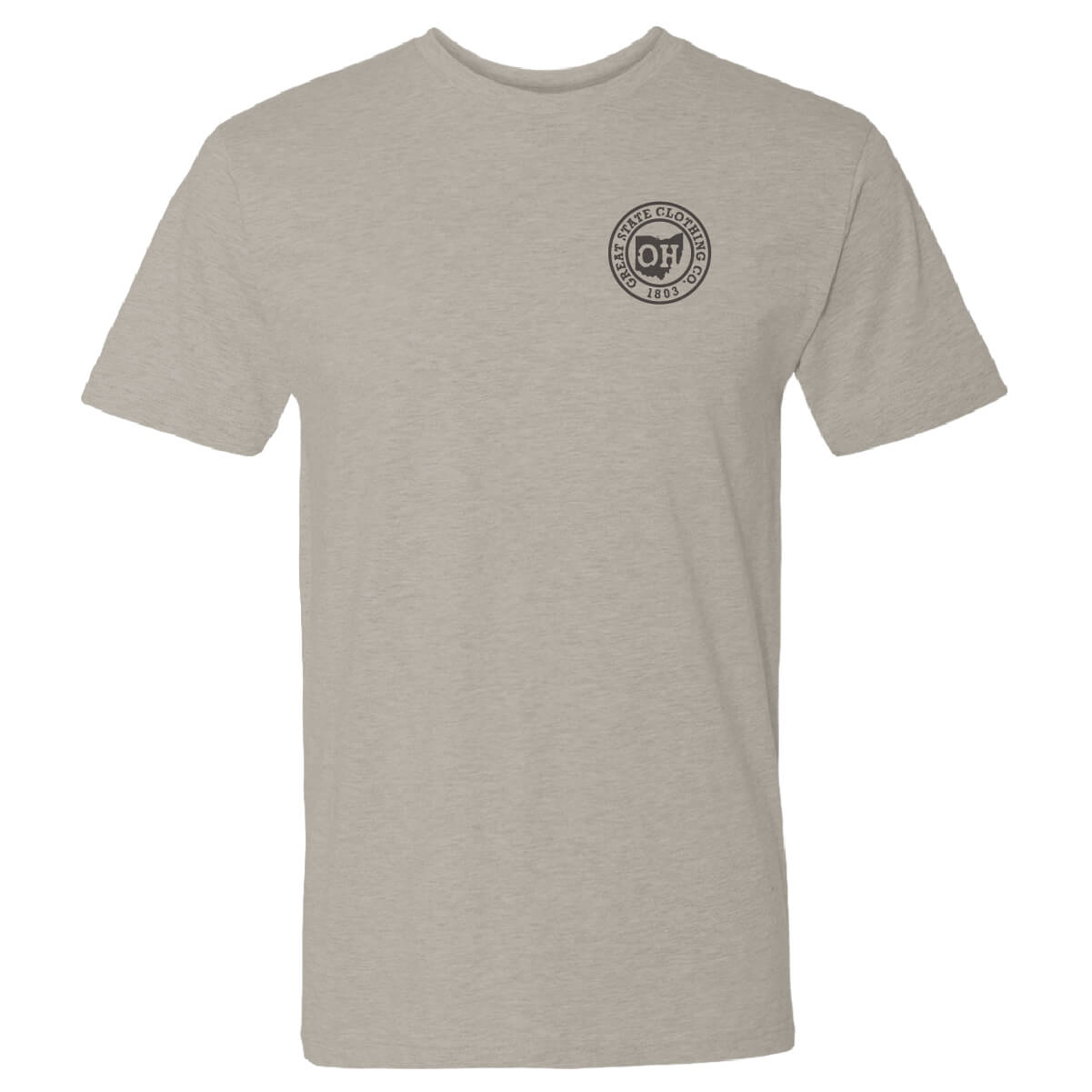 Front view with the Great State logo on the left chest.