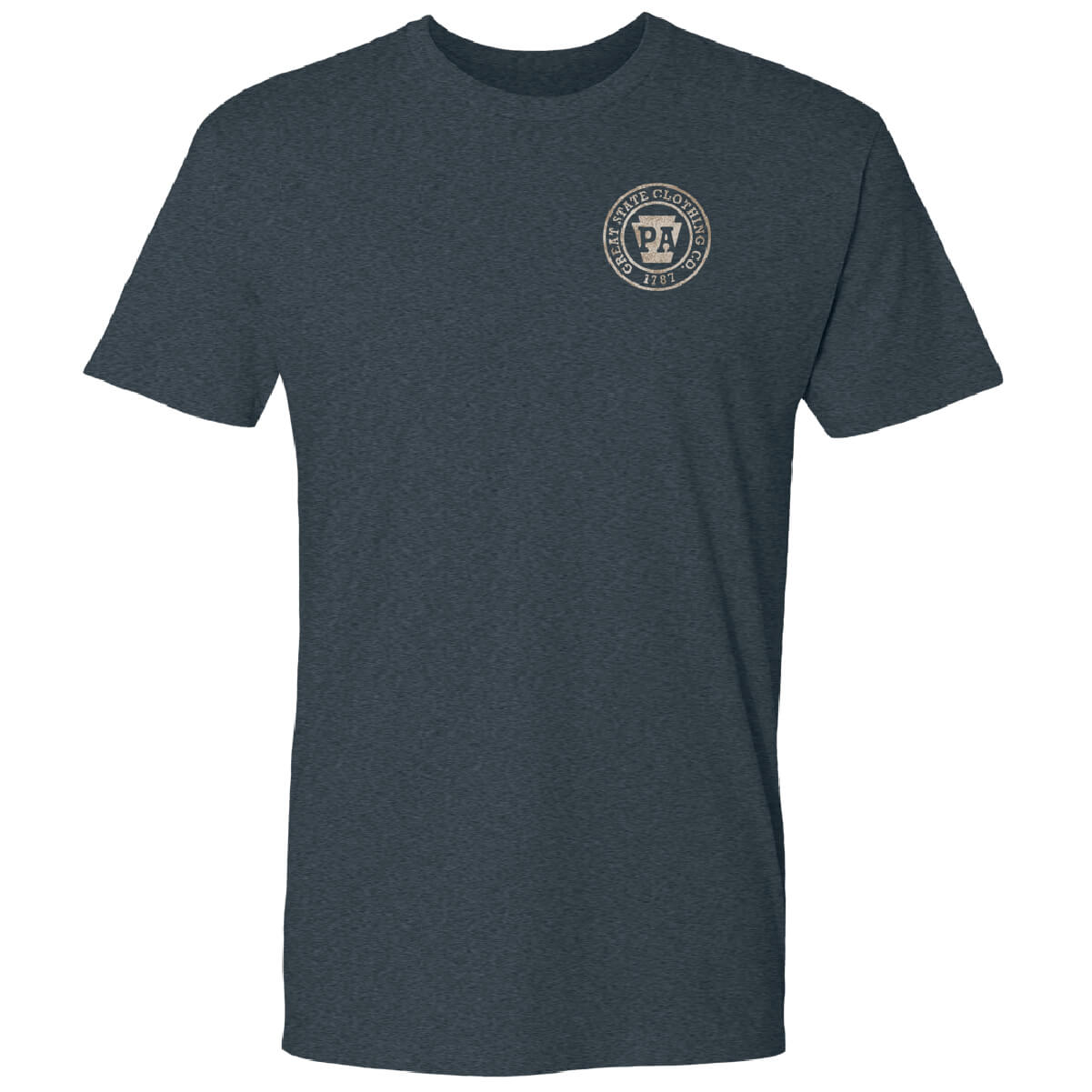 Front view with the Great State logo on the left chest.