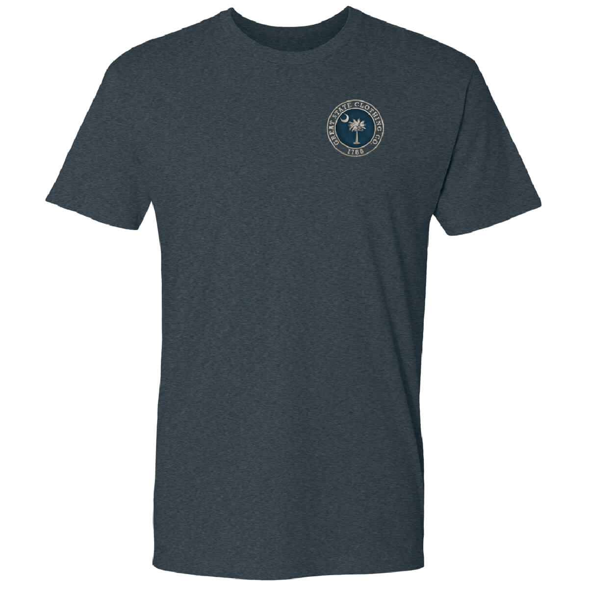 Front view with the Great State logo on the left chest.