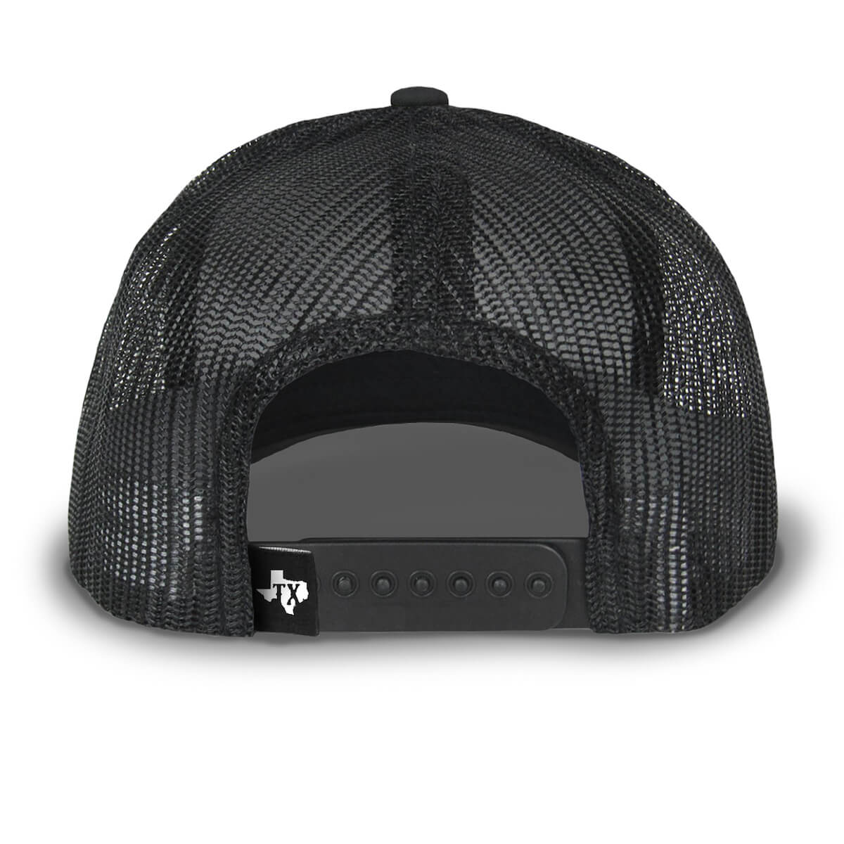 Back view showing black mesh backing and snapback.