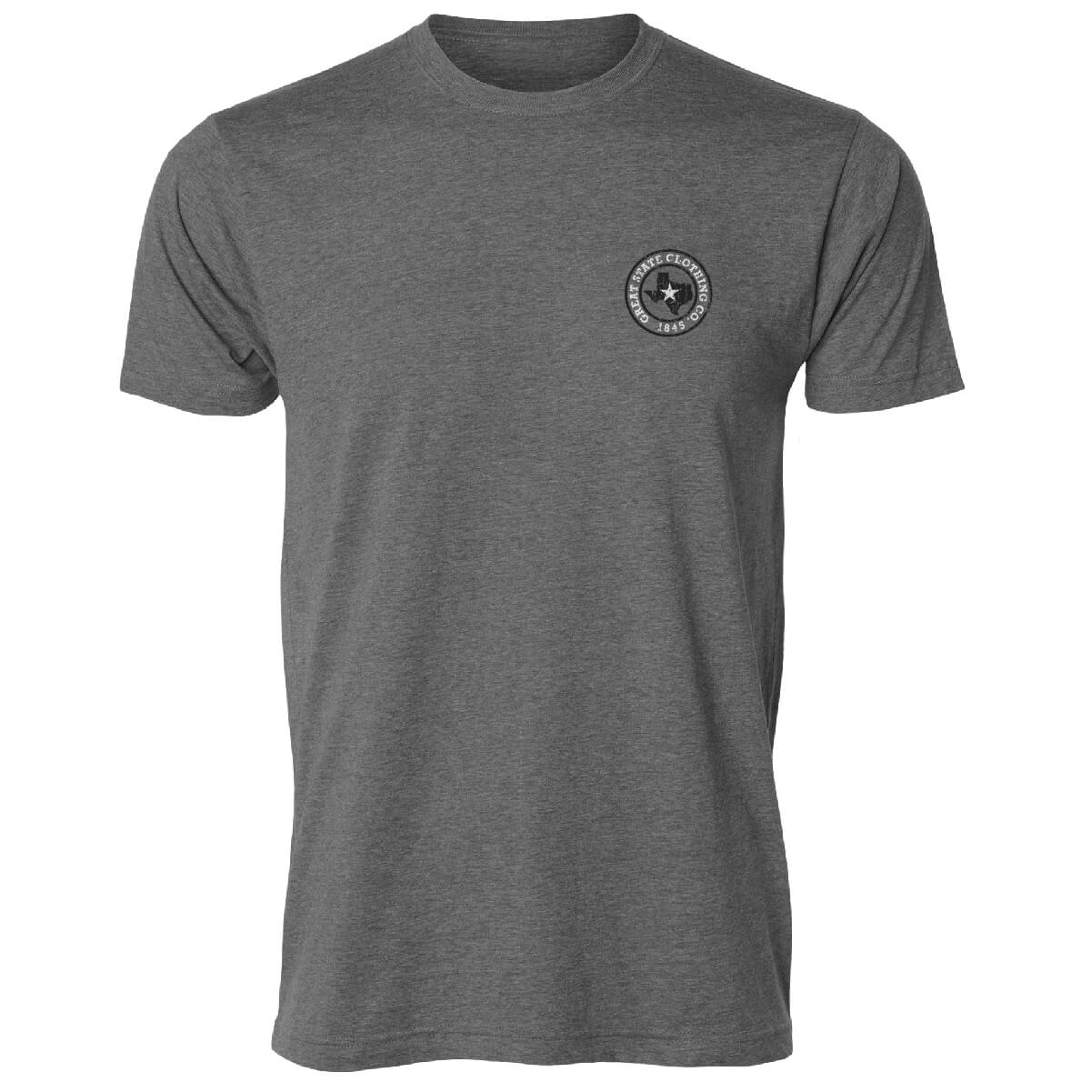 Front view with the Great State logo on the left chest.