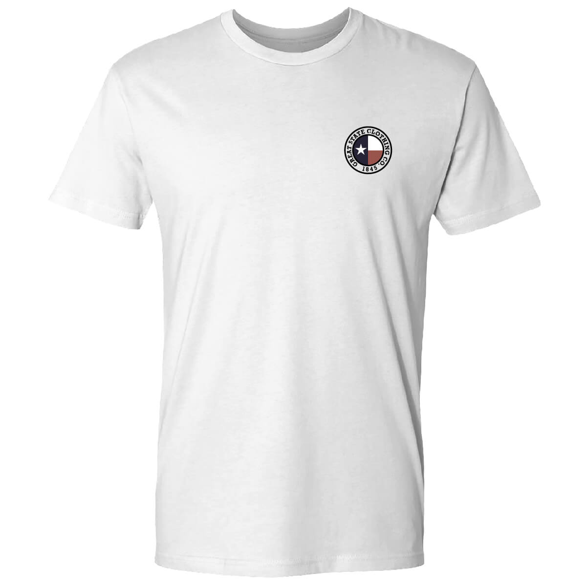 Front view with the Great State logo on the left chest.