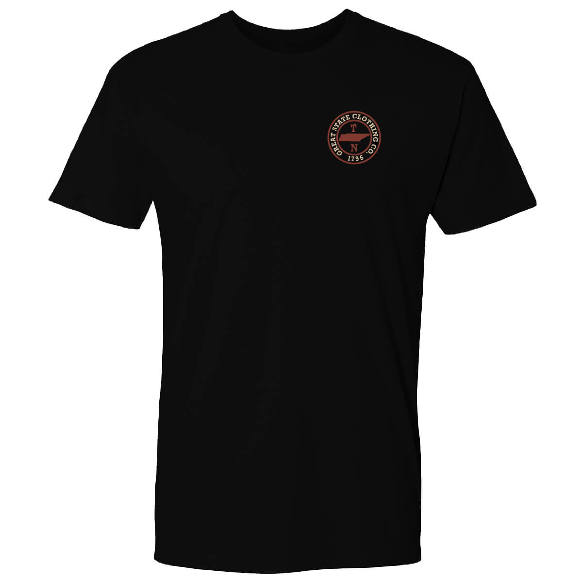 Front view with the Great State logo on the left chest.
