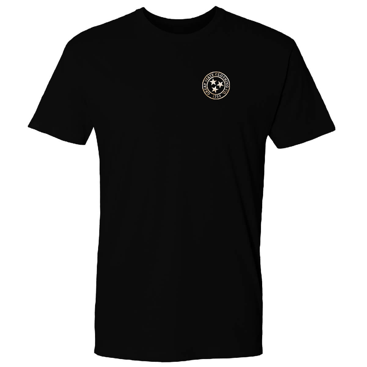Front view with the Great State logo on the left chest.