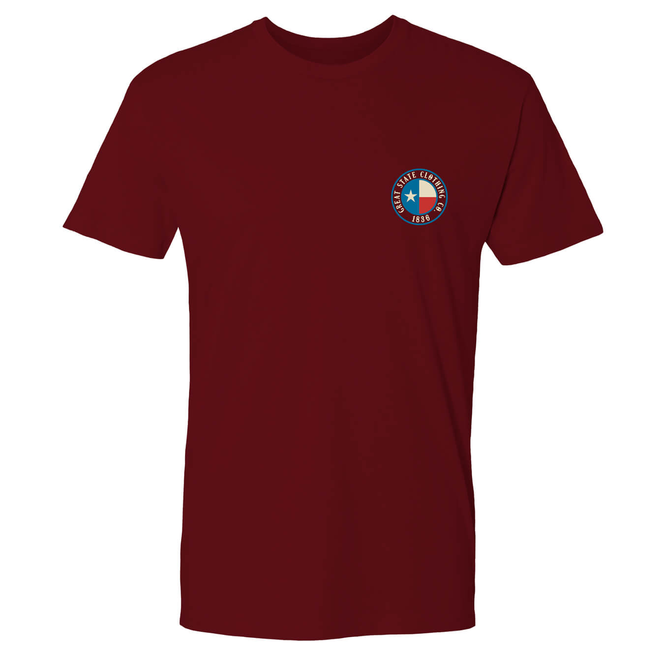 Front view with the Great State Clothing logo on left chest.