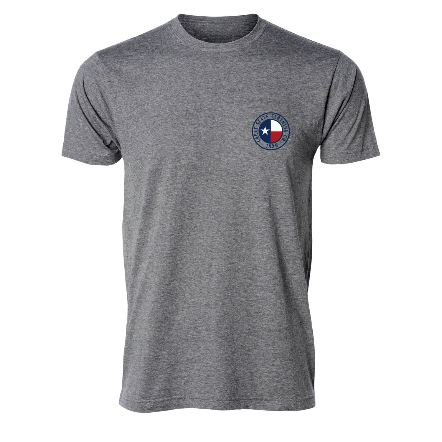 Front view featuring the Great State logo on the left chest.