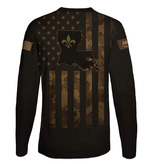 Louisiana US Camo Flag Performance Tee