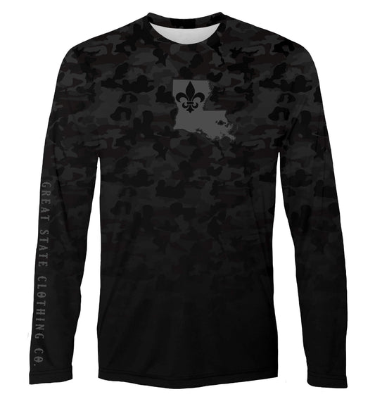 Louisiana Black Camo Peformance Tee