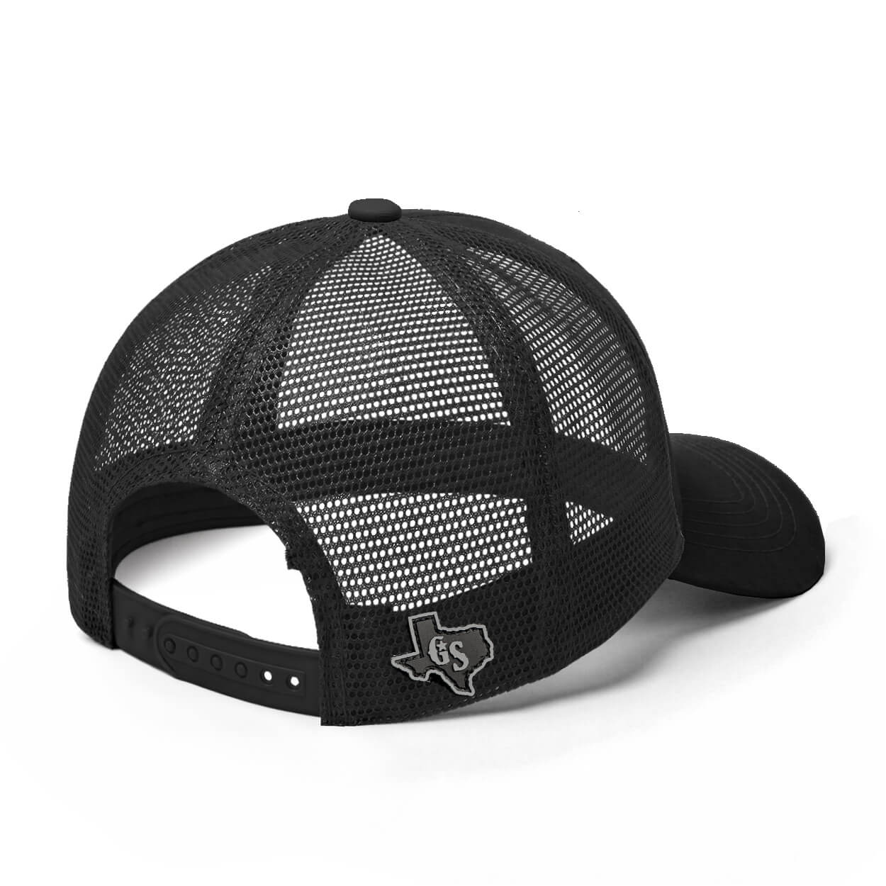 Back view showing the black mesh backing and snapback.