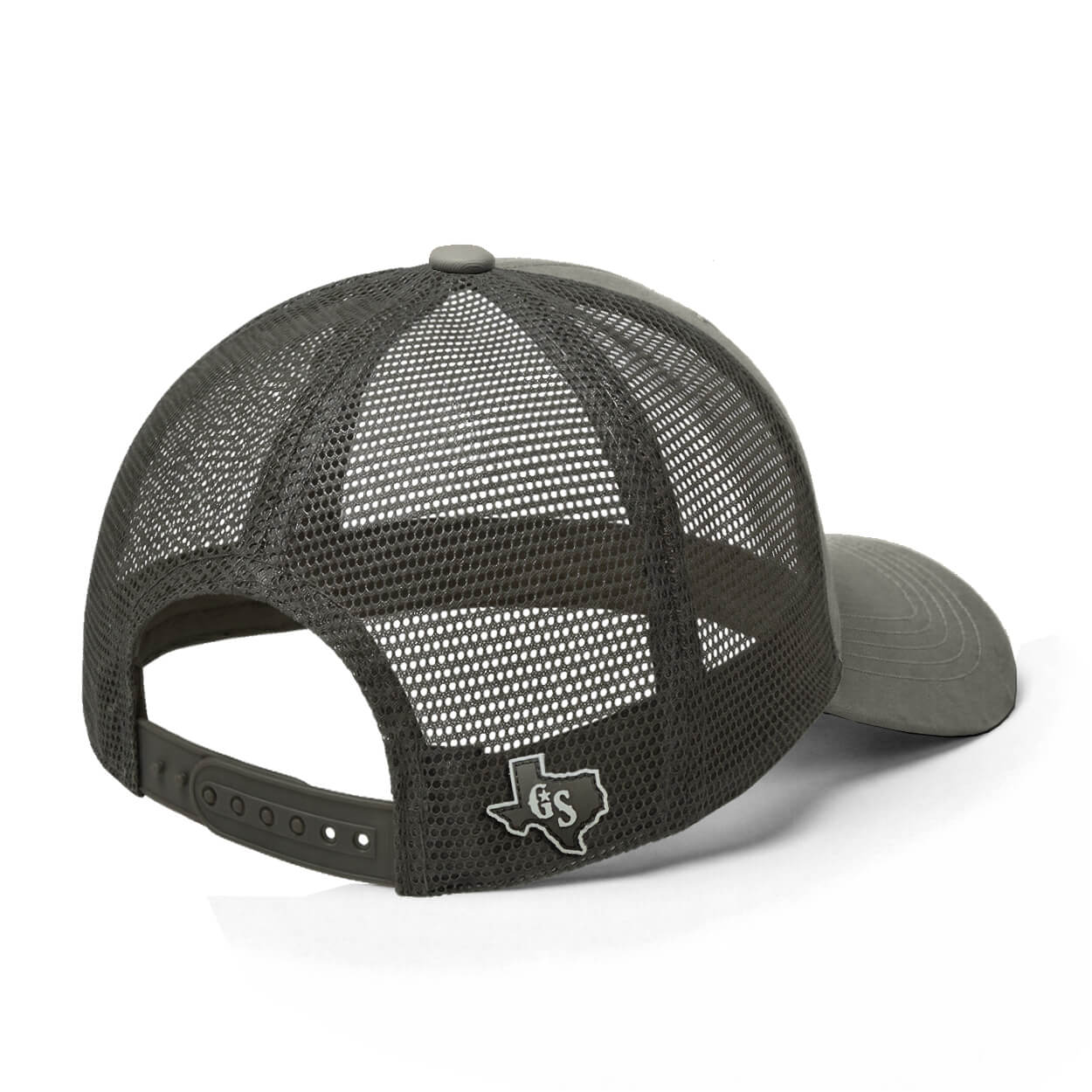 Back view showing a black mesh backing and snapback.