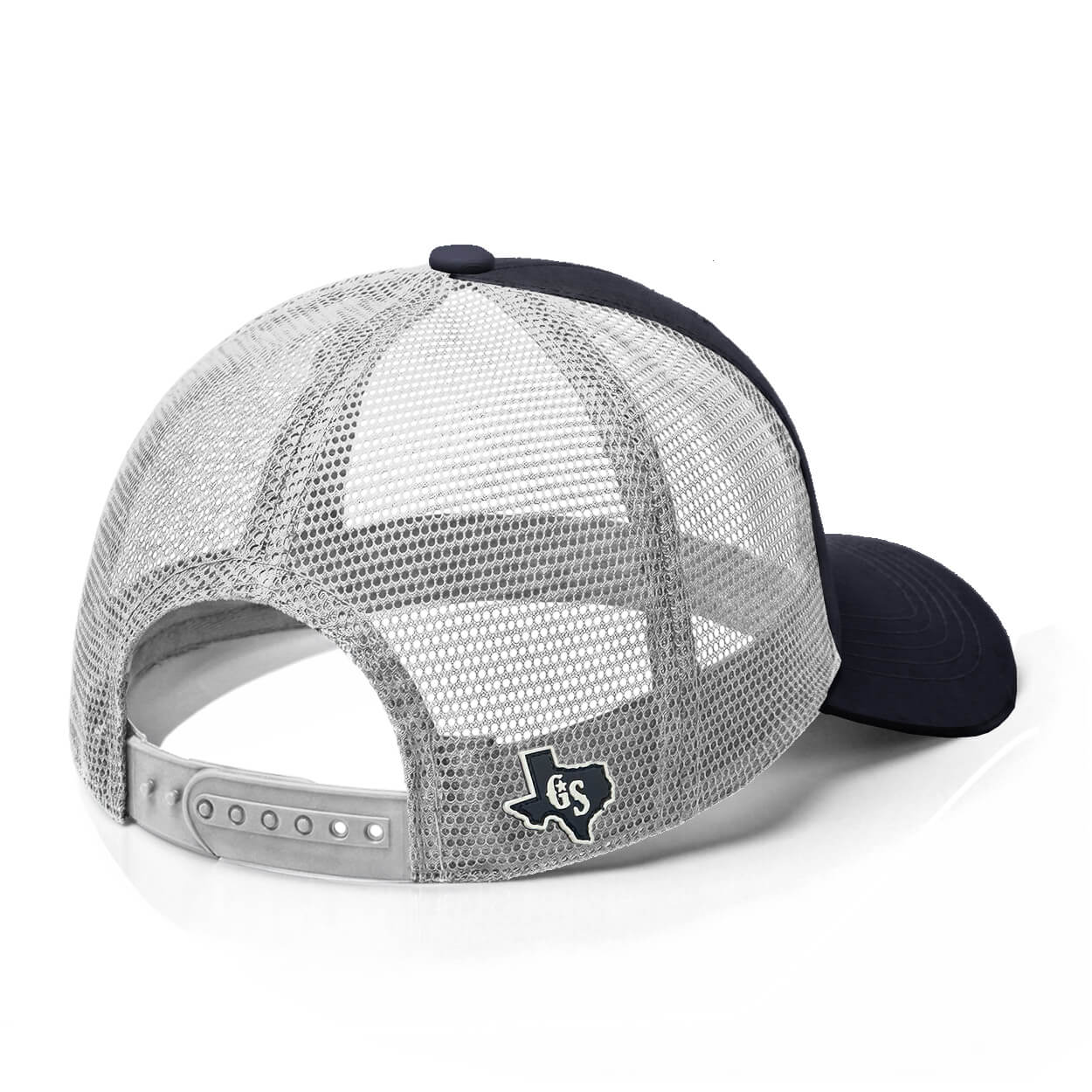 Back view showing a white/gray mesh back and snapback.