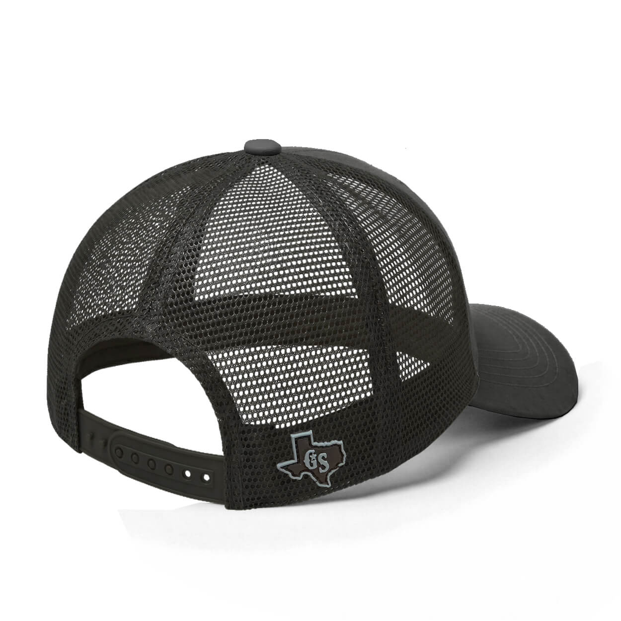 Back view featuring a mesh backing and snapback.
