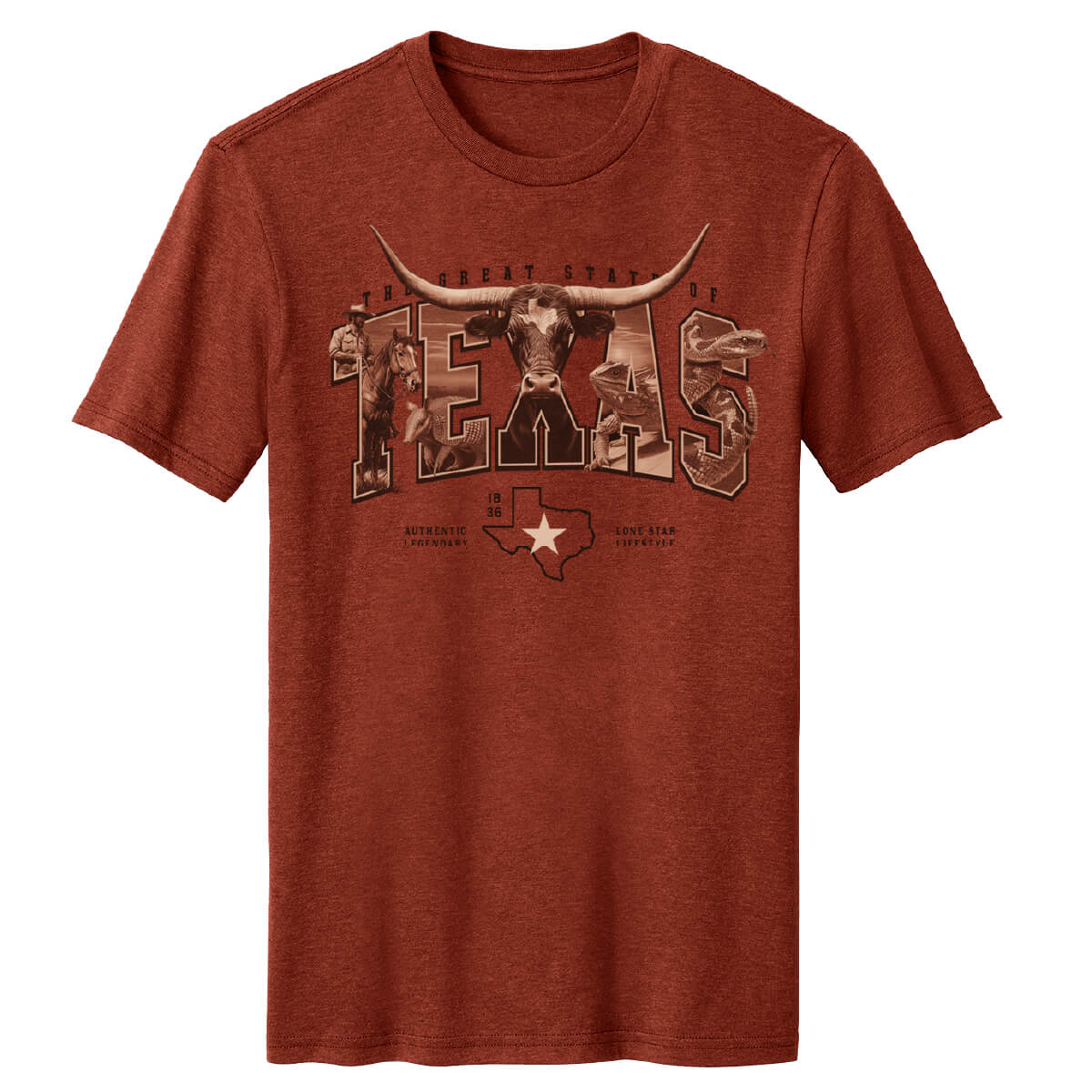Red shirt with 'TEXAS' across the chest and a longhorn in the middle.