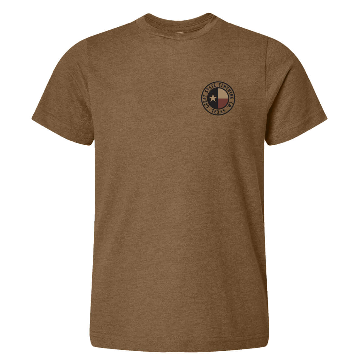 Front view with the Great State logo on the front chest.