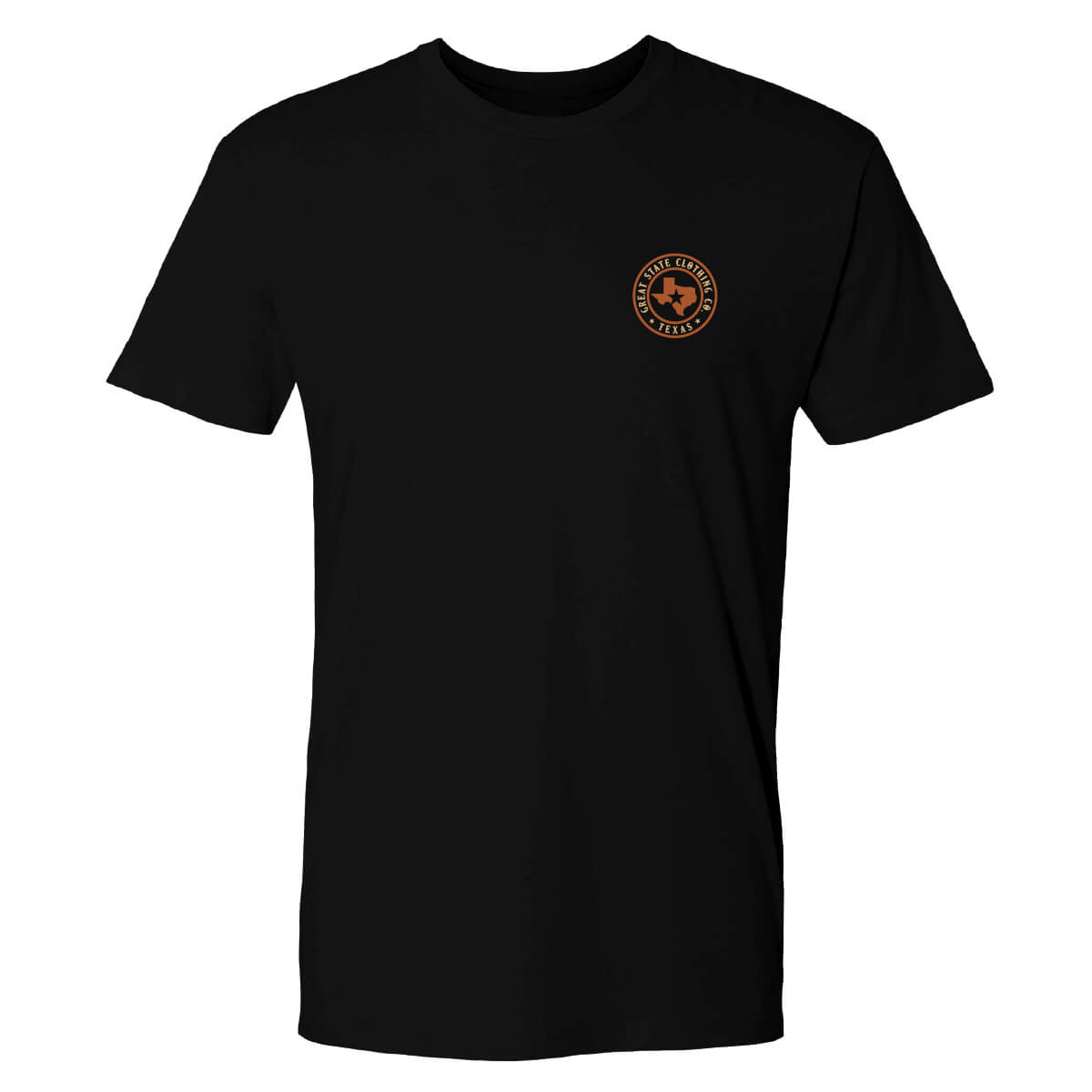 Front view featuring the Great State logo on the left chest.
