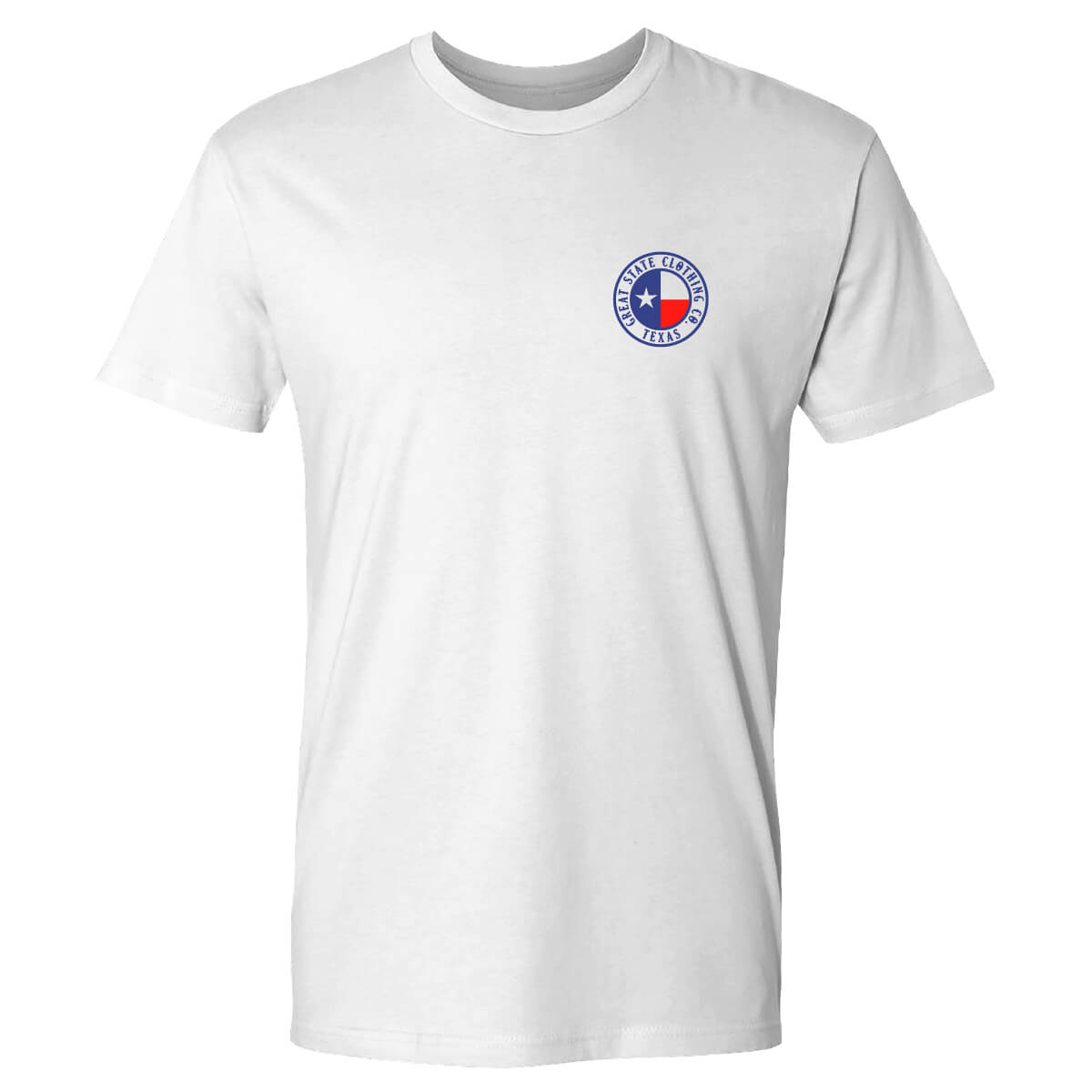 Front view with the Great State logo on the left chest.