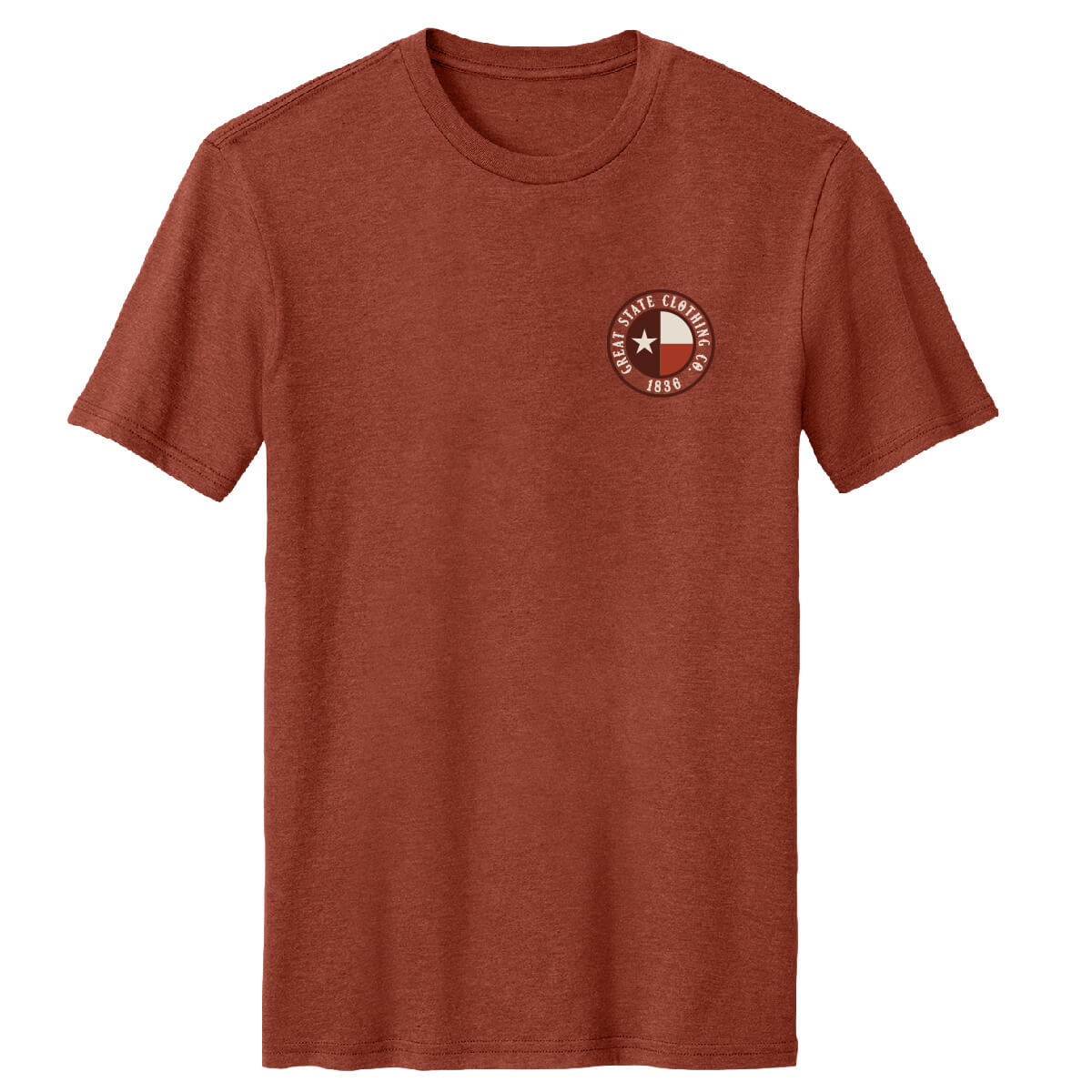 Front view with the Great State Clothing logo on the left chest.