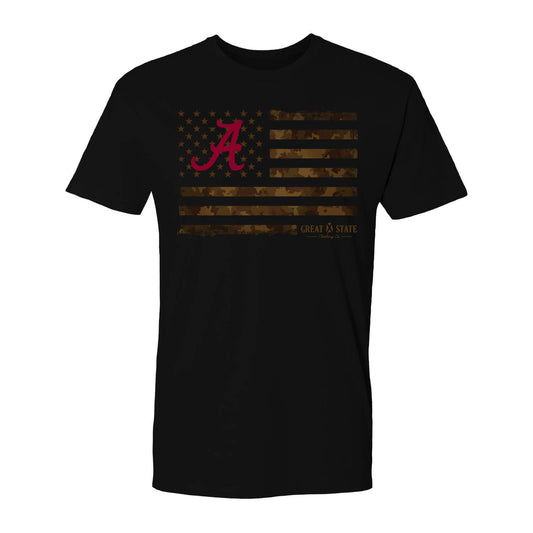 Alabama Crimson Tide US Camo Flag Color T-Shirt