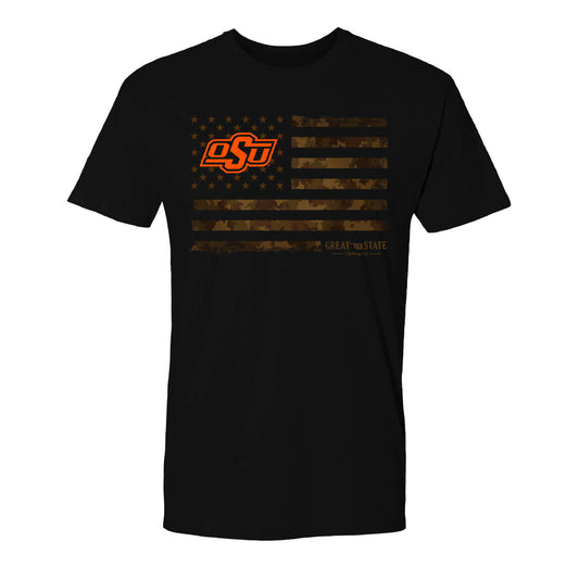 Oklahoma State Cowboys US Camo Flag Color T-Shirt