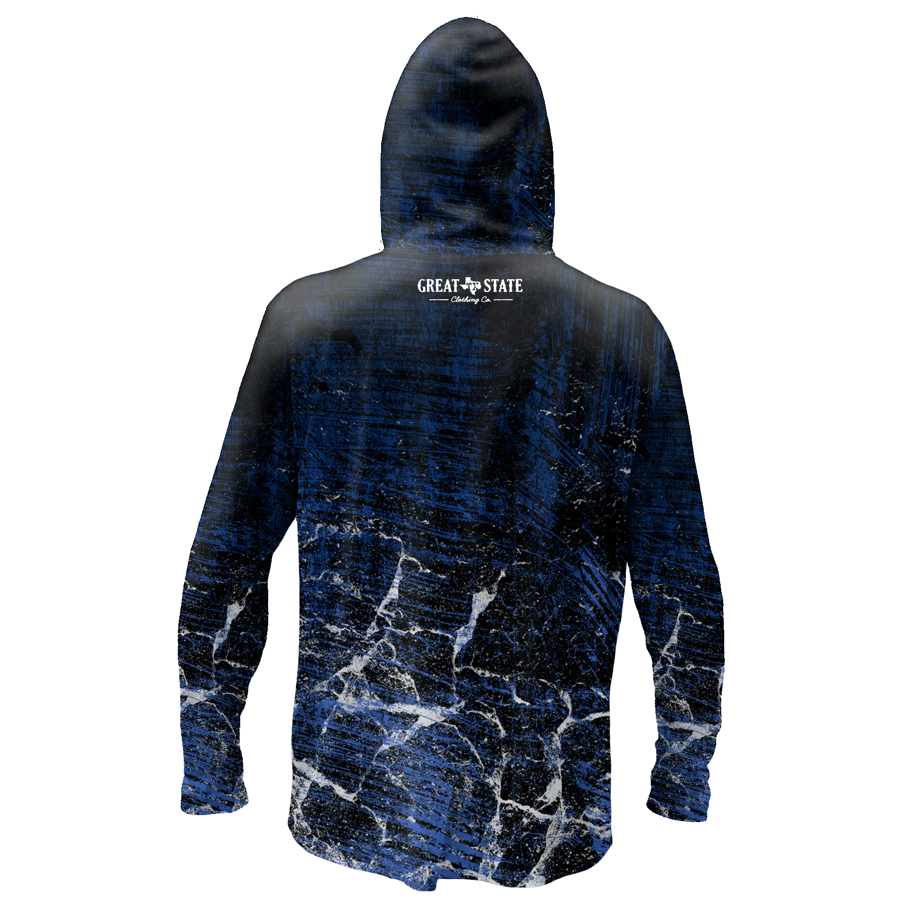 Back view with the same ocean pattern.