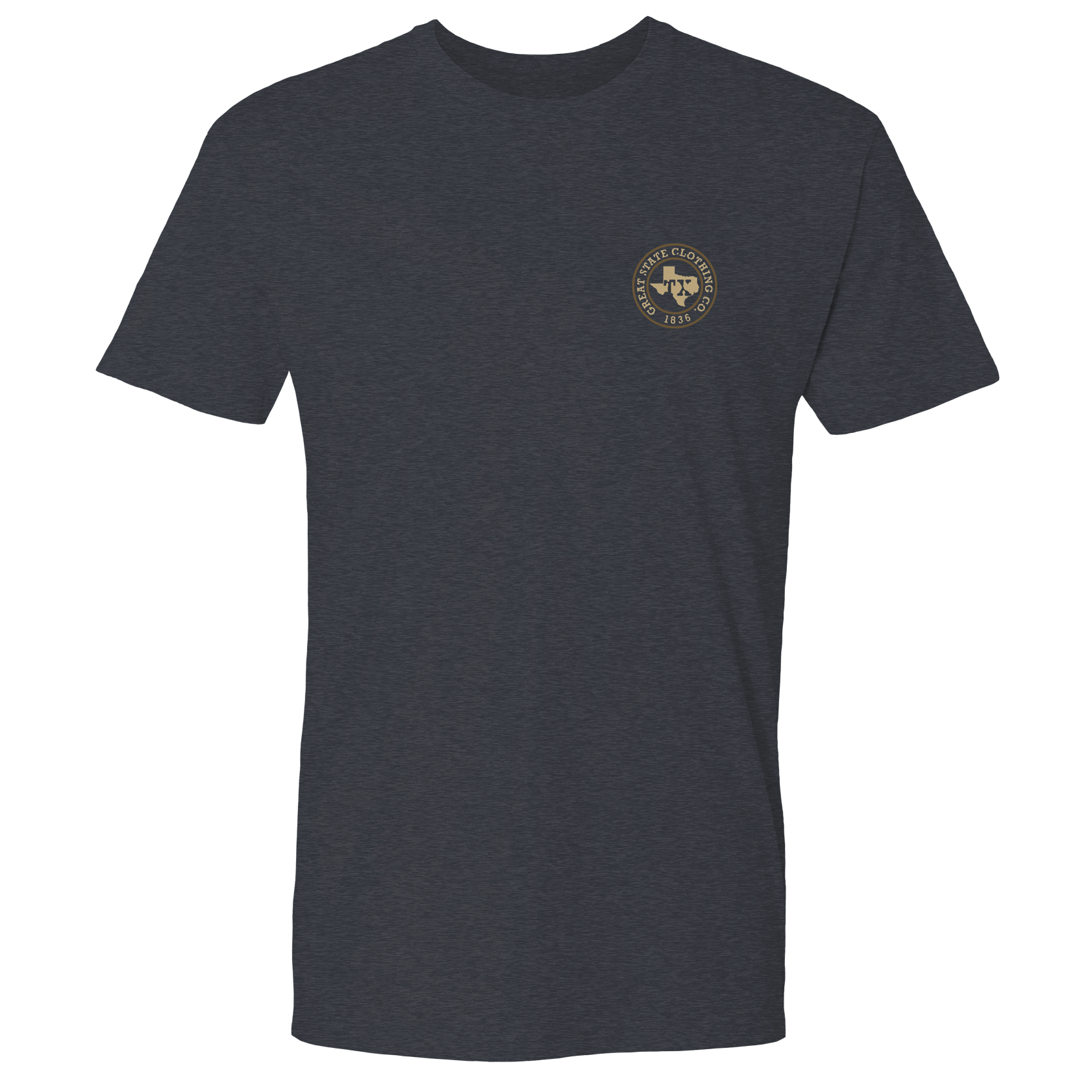 Front view with the Great State logo on the left chest