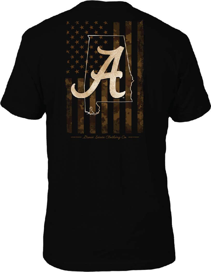 Alabama Crimson Tide US Camo Flag T-Shirt - Back